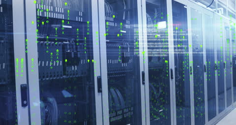 Cutting-Edge Data Server Room with Holographic Technology