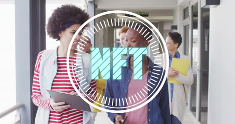 Diverse Business Team Discussing NFTs in Modern Office