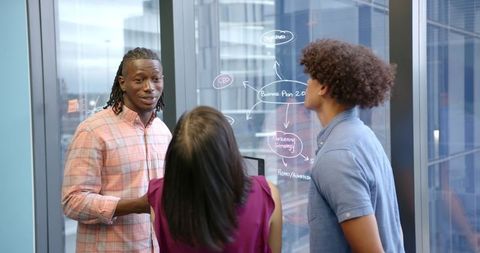 Diverse Team Brainstorming Strategic Business Plan on Glass Board - Download Free Stock Images Pikwizard.com