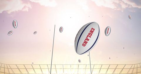 Floating Rugby Balls in Stadium, Concept of England Competition - Download Free Stock Images Pikwizard.com