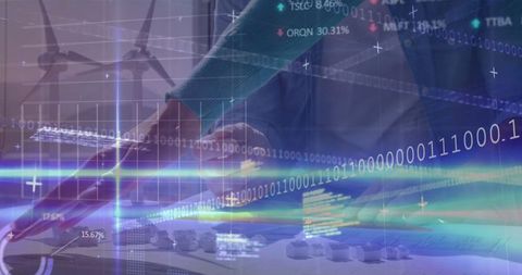 Innovative wind energy engineering with digital analytics overlay