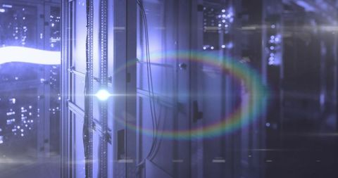 Abstract digital light effects in modern server room