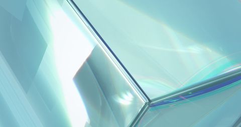 Abstract transparent cube prism digital art with colorful light reflections