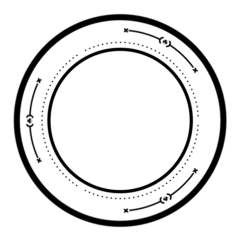 Black circle with clovers and copy space on transparent background