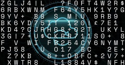 Futuristic Cloud Synchronization Icon with Encrypted Code Background