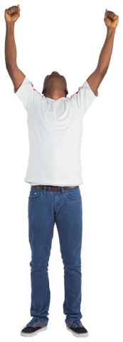 Transparent Enthusiastic Male Football Fan Celebrating Victory