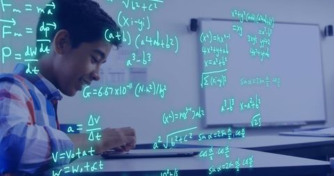 Innovative Student Engaged in Digital Calculations