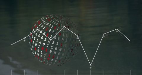 Binary Globe with Statistical Data Lines in Technology Concept - Download Free Stock Images Pikwizard.com