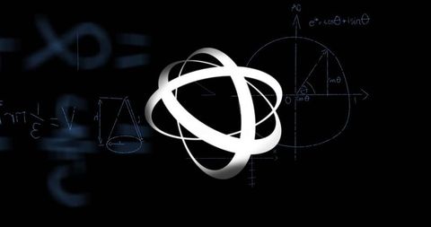 White Interlocking Looped Sphere with Mathematical Equations