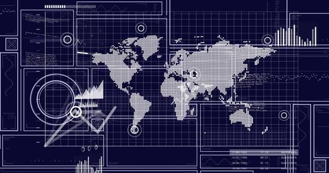 Global Data Interface with World Map and Digital Graphs - Download Free Stock Images Pikwizard.com