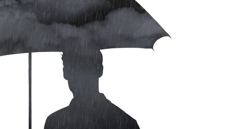 Silhouette with Umbrella under Stormy Cloud - Download Free Stock Images Pikwizard.com