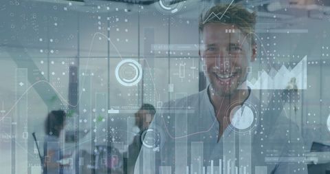 Businessman Analyzing Financial Data in Futuristic Office Environment - Download Free Stock Images Pikwizard.com
