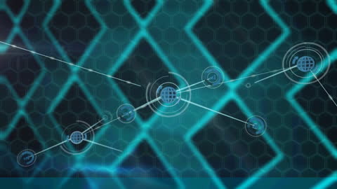 Abstract Tech Grid with Digital Networking Icons