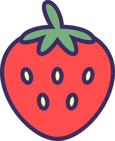 Flat design strawberry illustration with transparent background