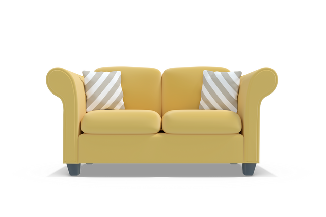 Transparent 3D Yellow Sofa with Striped Cushions Rendering - Download Free Stock Videos Pikwizard.com