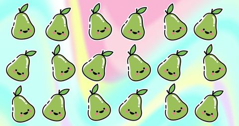 Cute Repeating Pear Pattern on Colorful Background