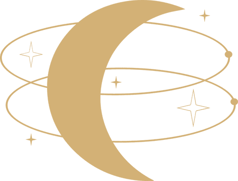 transparent crescent moon with stars and orbiting rings - Download Free Stock Videos Pikwizard.com