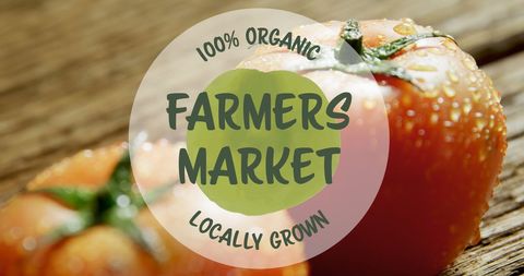 Organic Farmers Market Celebration Banner with Fresh Tomatoes