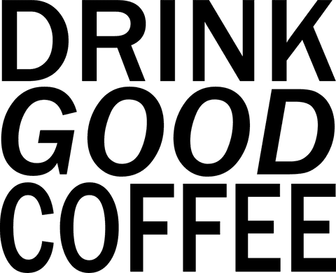 Drink good coffee messaging transparent illustration on black