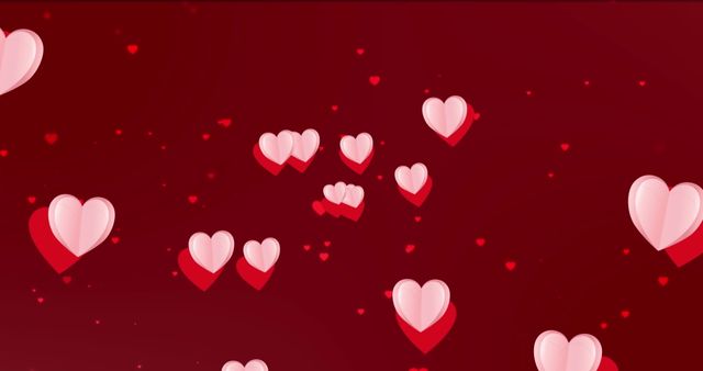 Floating Pink Hearts on Red Background - Download Free Stock Images Pikwizard.com