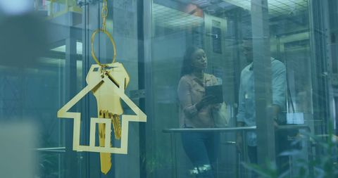 House key symbol holding business concepts communication