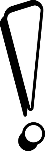 Floating exclamation point icon with shadow on transparent background
