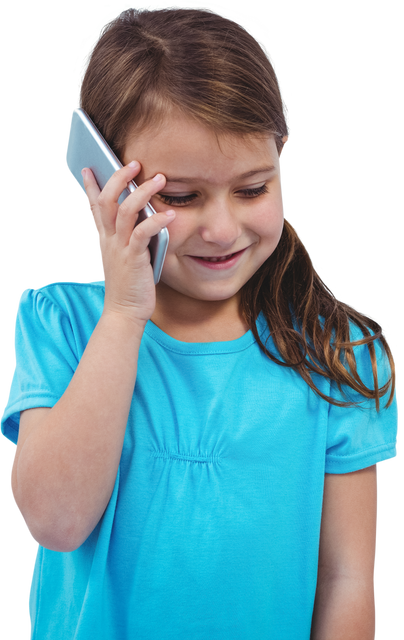 Transparent Image of Smiling Girl Talking on Mobile Phone - Download Free Stock Videos Pikwizard.com