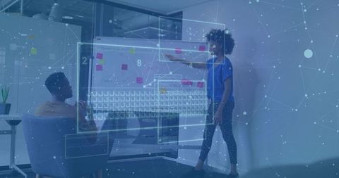 Digital collaboration around transparent interface in modern office