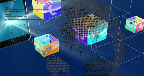 Global Network Concept with Digital Technology Icons