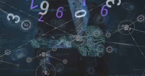 Abstract Cyber Security Network Interface Over Businessman