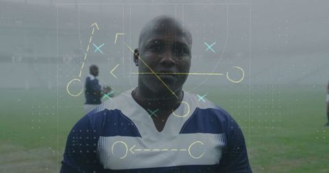 Rugby Player Grinding for the Game with Strategic Field Overlay
