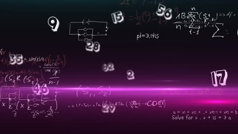 Abstract Mathematical Equations with Purple Glow, Science Concept