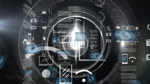 Futuristic Digital Interface with Scanning Graphics