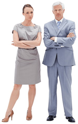 Professional Man and Woman in Formal Attire on Transparent Background