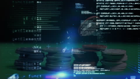 Digital Data Streams and Casino Chips Conceptual Illustration