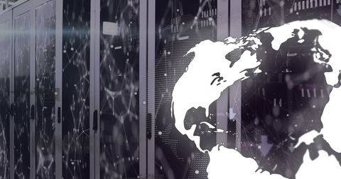Global Data Processing and Digital Connections in Server Room - Download Free Stock Images Pikwizard.com