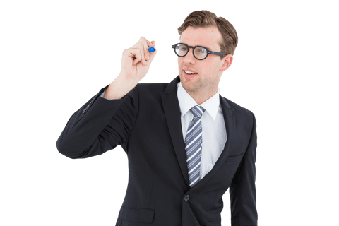 smart businessman writing with marker on transparent background - Download Free Stock Videos Pikwizard.com
