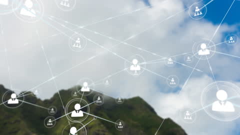 Global Networking Over Landscape with People Icons