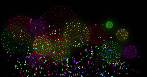 Vibrant Confetti Fireworks Display on Black Backdrop - Download Free Stock Images Pikwizard.com