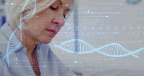 Female Doctor Analyzing DNA Structure in Modern Healthcare