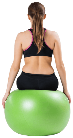 Fit Woman Sitting on Green Exercise Ball Transparent Background - Download Free Stock Videos Pikwizard.com