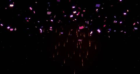 Colorful Confetti with Fireworks at Night