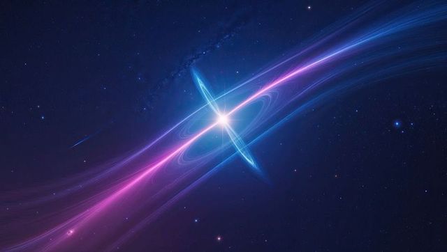 Neon Energy Jets Pulsing from Quasar Core in Deep Space