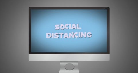 Social Distancing Message Displayed on Computer Screen in Educational Environment - Download Free Stock Images Pikwizard.com