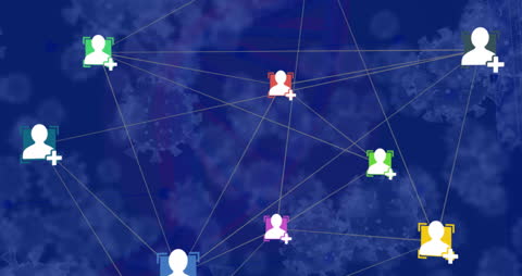 Digital Network Connections Overlaid with Virus Cells