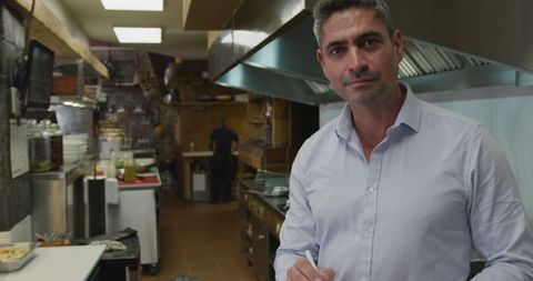 confident restaurant inspector in commercial kitchen - Download Free Stock Images Pikwizard.com