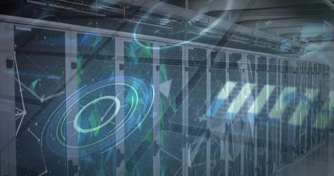 Futuristic data analytics in modern data center aisle