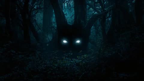 Mysterious Glowing Eyes in Enchanted Forest