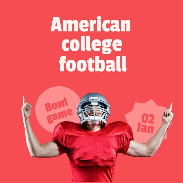 American College Football Promotion with Player in Red Jersey - Download Free Stock Templates Pikwizard.com