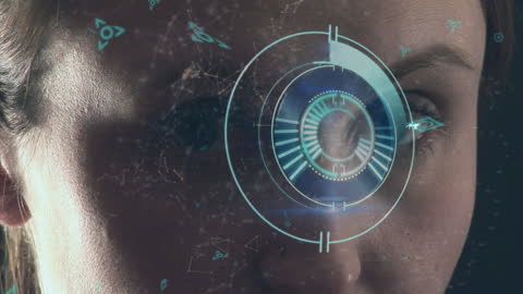 Futuristic Digital Interface Overlay on Face